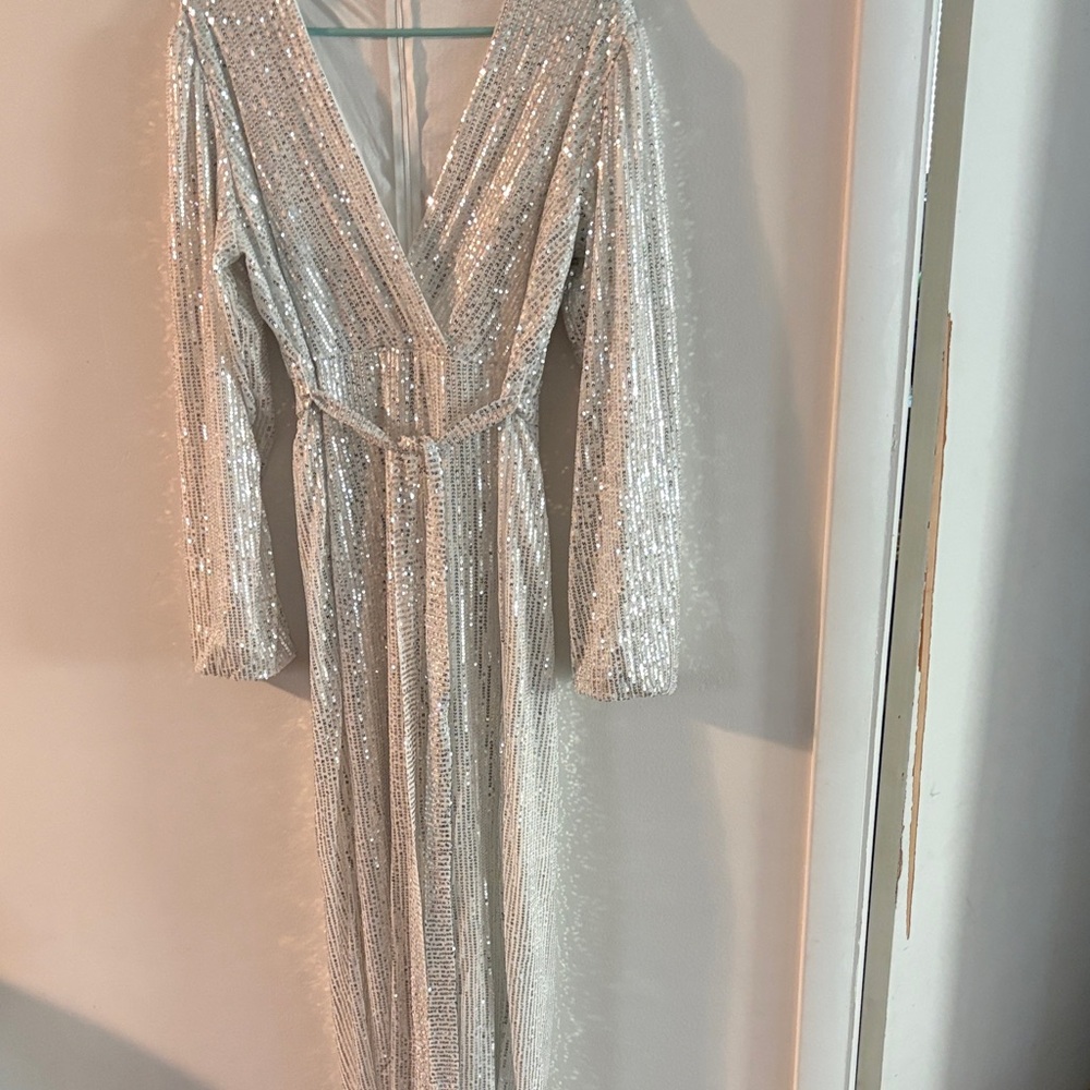 White with silver sequins pantsuit